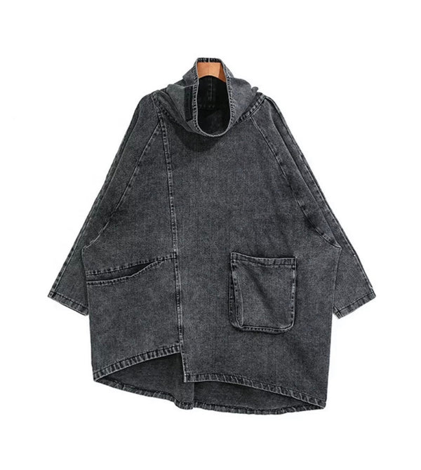 Maci Oversized Denim Poncho