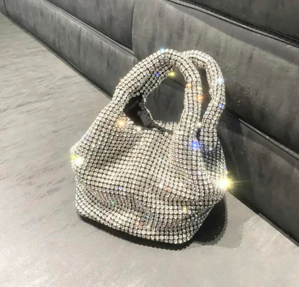 Rhinestone Denim Bucket Bag