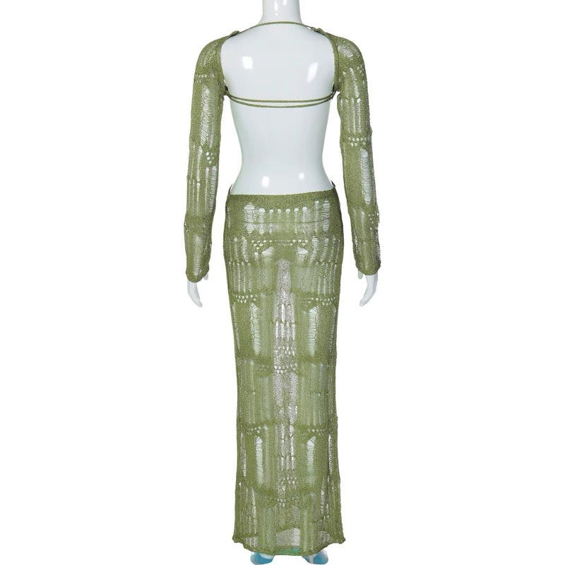 Moss Metallic Maxi Dress – LUXE901